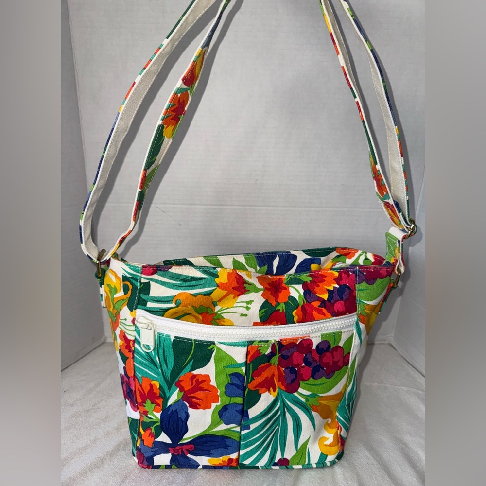 ‼️SOLD‼️90s Liz Claiborne Colorful Tropical Botanical Shoulder/Crossbody Bag - Picture 2 of 14